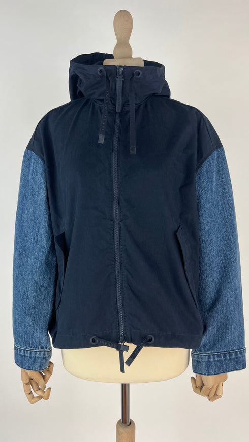 Giubotto in tessuto e denim