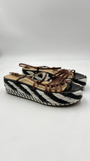 Sandali platform con suola intrecciata Pollini