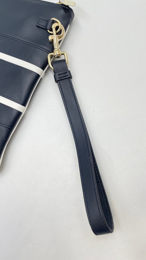 Pochette in pelle blu