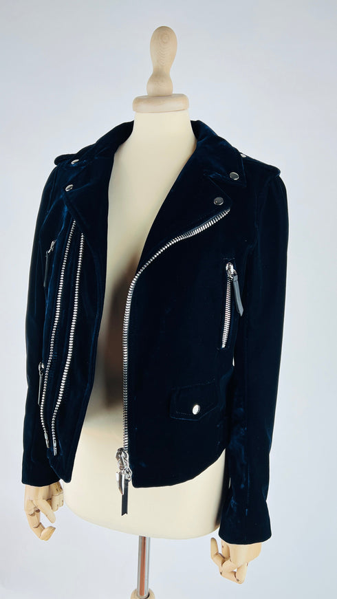 Chiodo in velluto blu