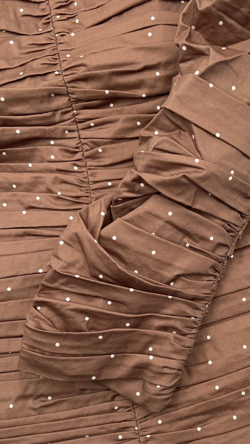 Top drappeggiato a pois