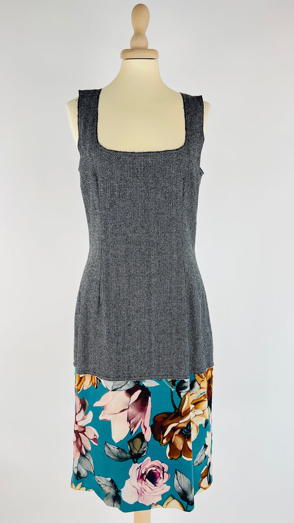 Abito midi chevron e fiori