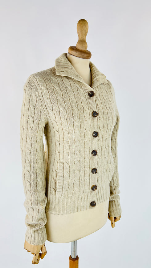 Cardigan trecce lana e cashmere