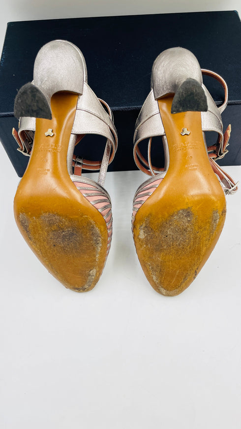 Slingback pelle e raso N.40