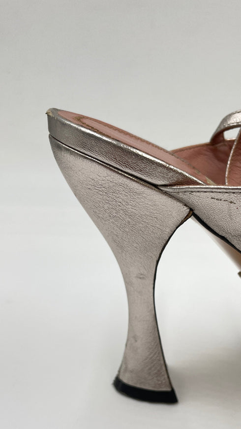 Slingback pelle e raso N.40