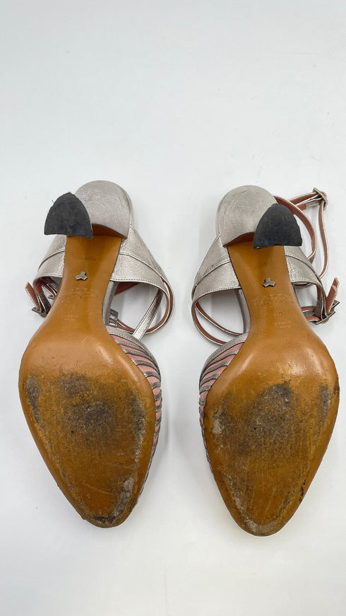 Slingback pelle e raso N.40