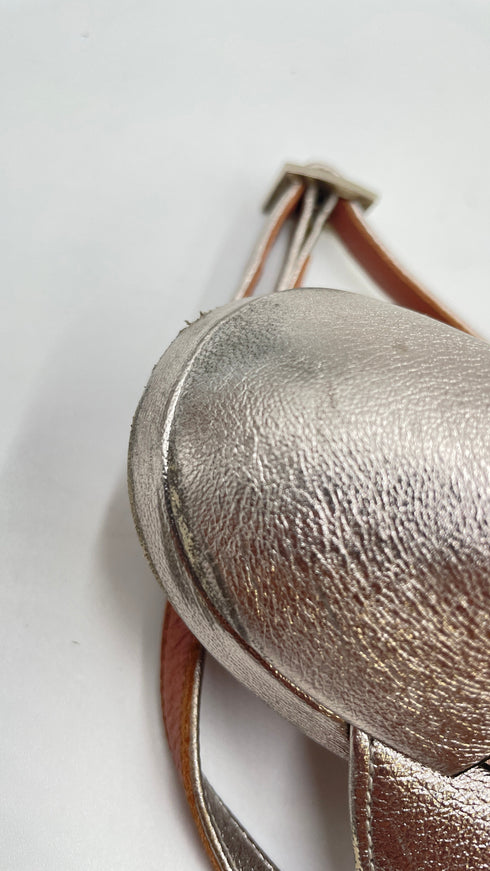 Slingback pelle e raso N.40