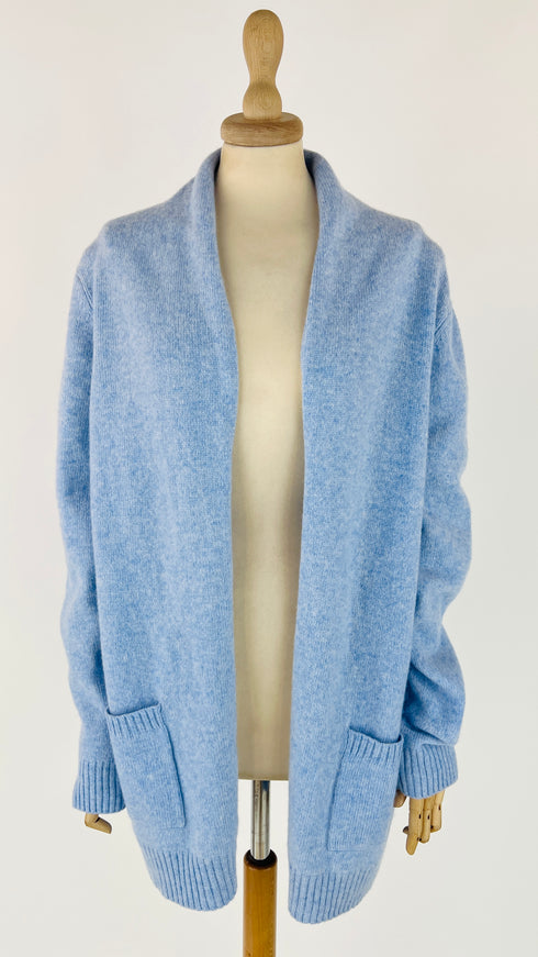 Cardigan aperto azzurro melange