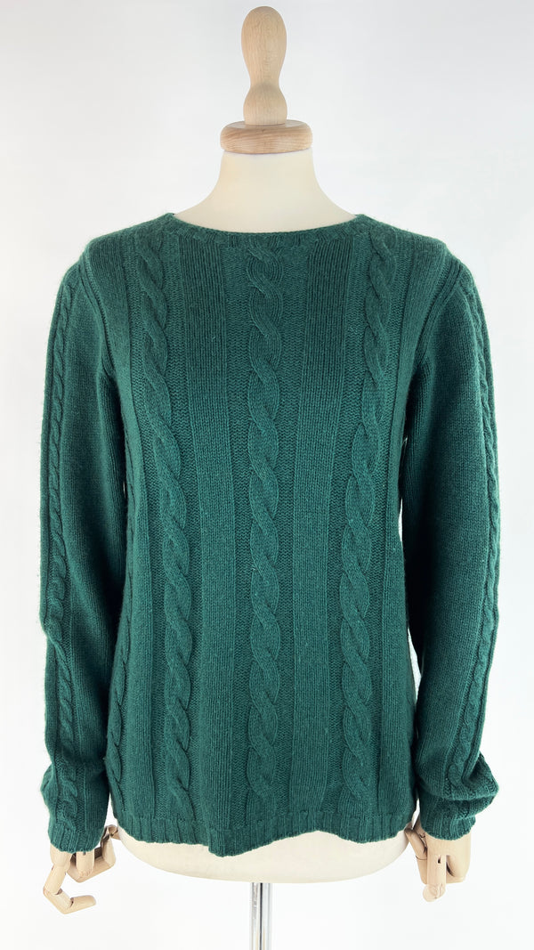 Maglia coste e trecce in cashmere