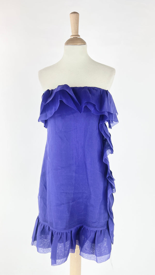 Abito corto in organza viola