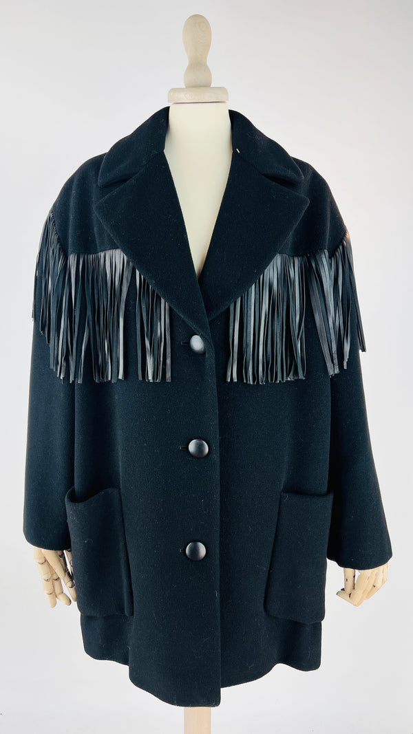 Cappotto in panno a frange
