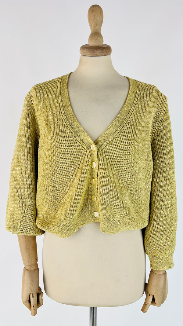 Cardigan corto in cotone e lurex