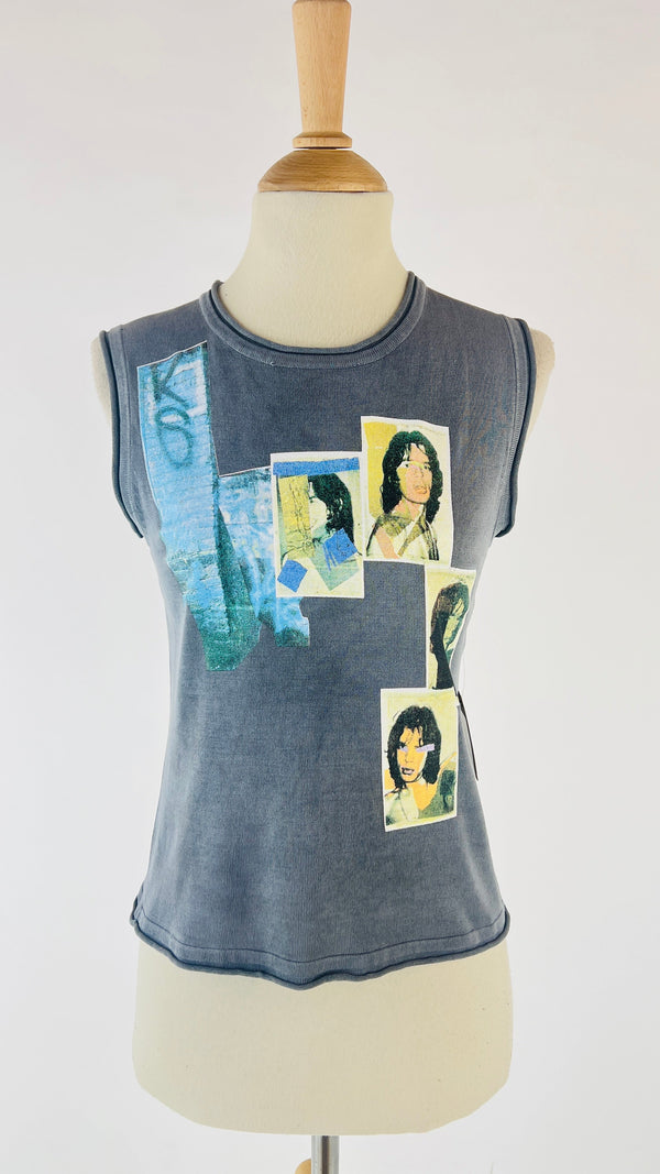 Top in felpa con stampa