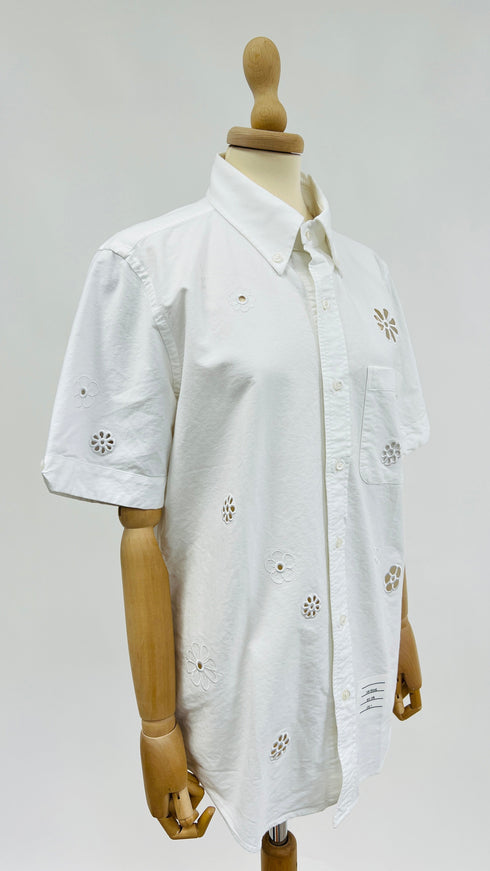 Camicia fiori ricamati bianca