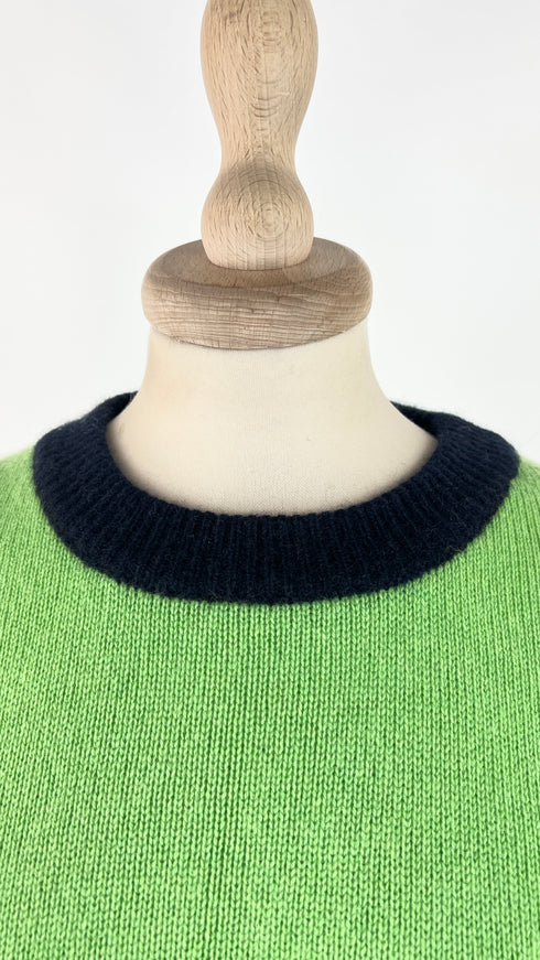 Maglia color block cashmere con cartellino