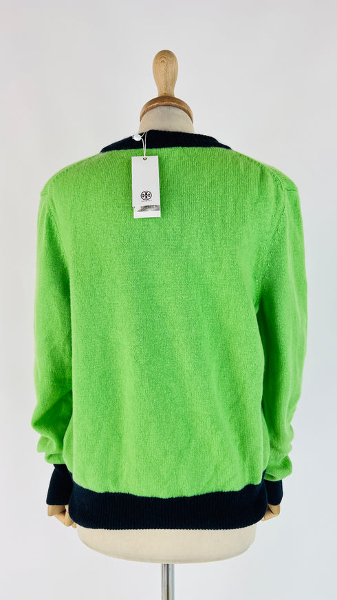 Maglia color block cashmere con cartellino