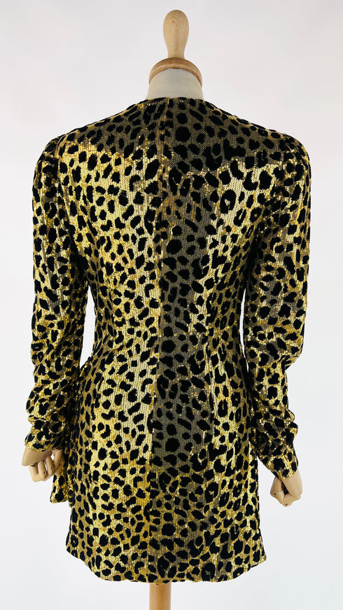 Abito wrap animalier in paillettes