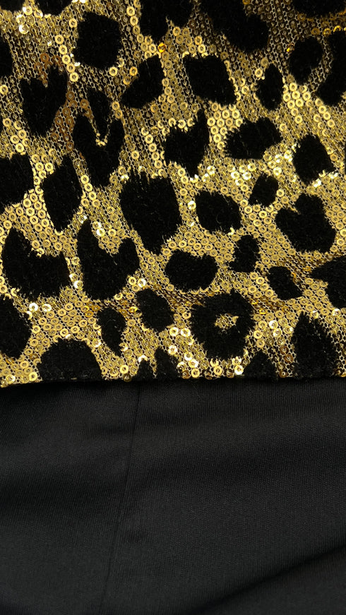 Abito wrap animalier in paillettes