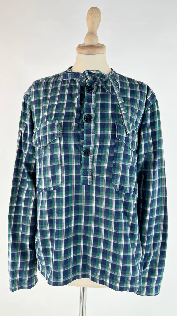 Camicia girocollo tartan con fiocco