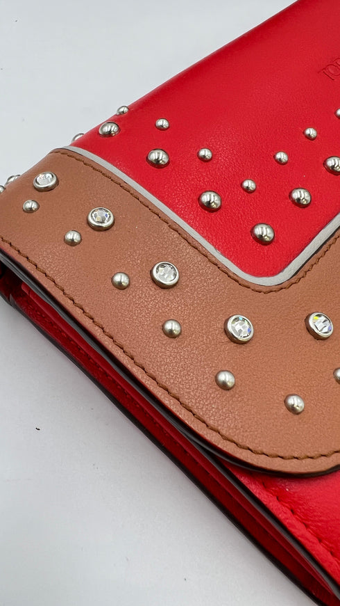 Portafoglio strass e borchie