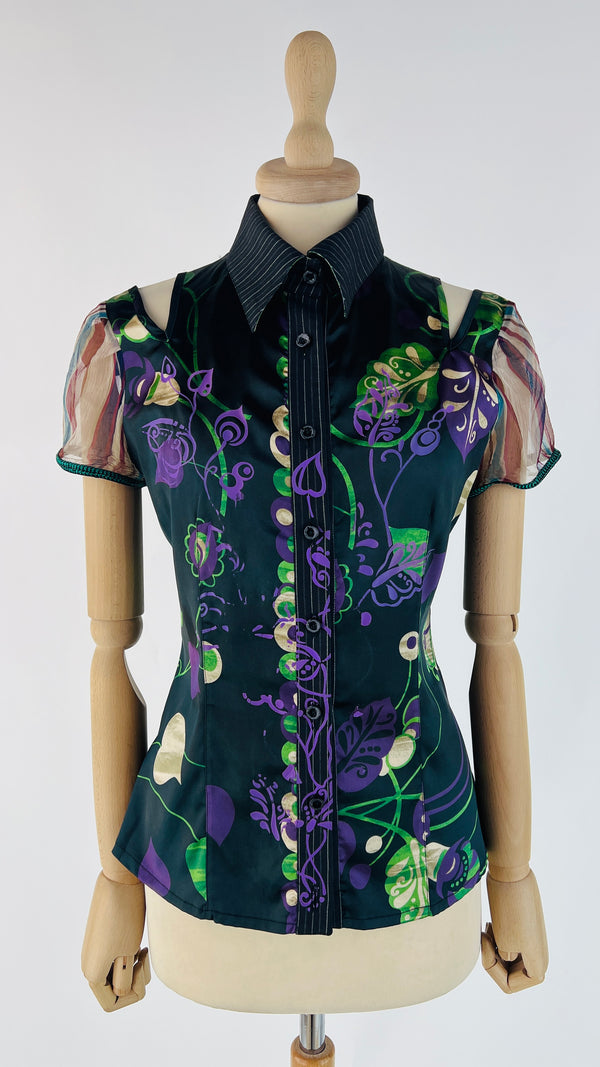 Camicia vintage satin floreale