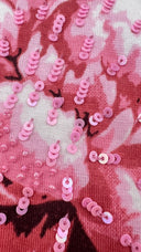 T-shirt a fiori paillettes rosa DerHY