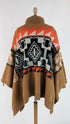 Poncho collo alto fantasia geometrica