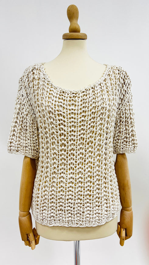 Maglia traforata cotone-lino