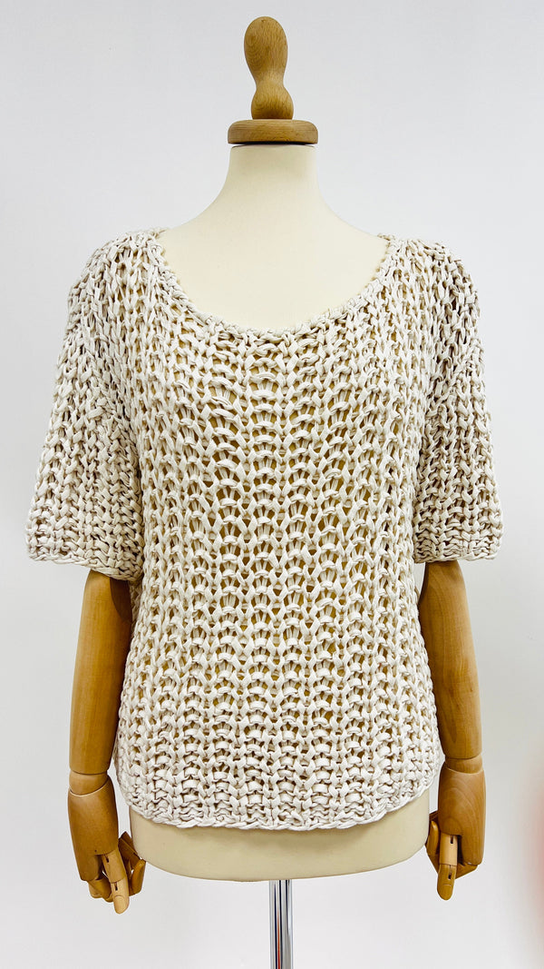 Maglia traforata cotone-lino