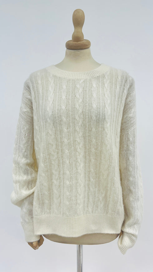 Maglione trecce cashmere-seta