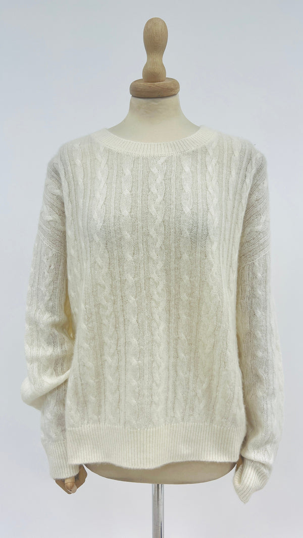 Maglione trecce cashmere-seta