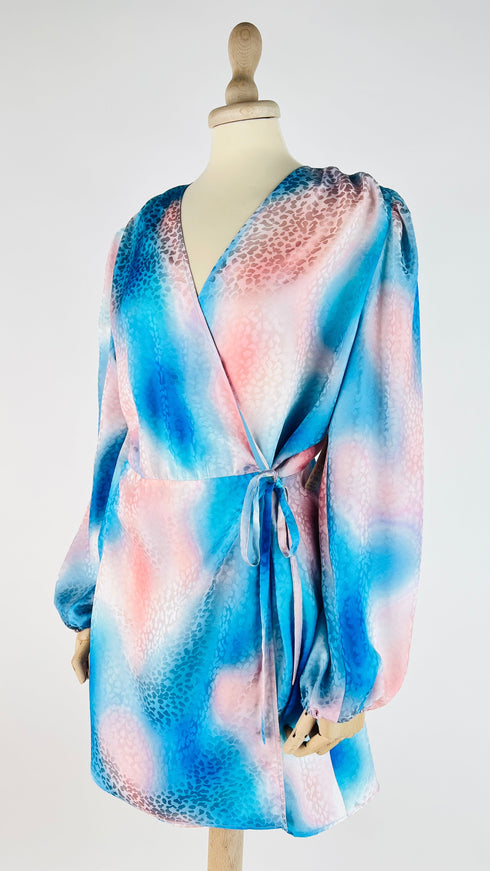 Abito corto in seta a portafoglio