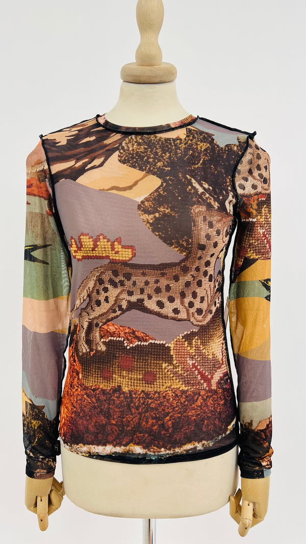 Longsleeve mesh girocollo