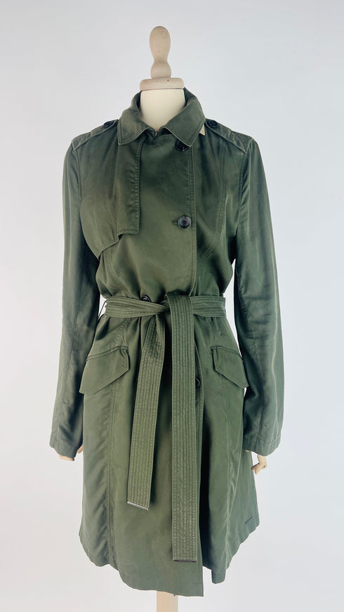 Trench verde sfoderato