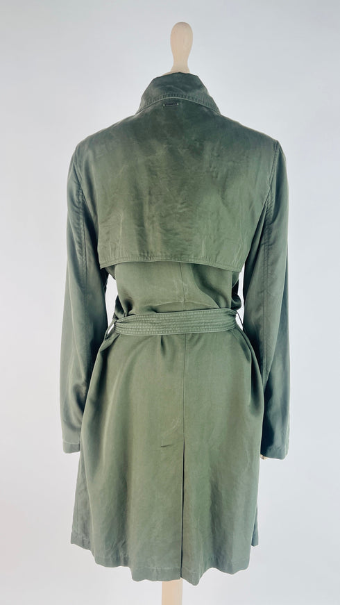 Trench verde sfoderato