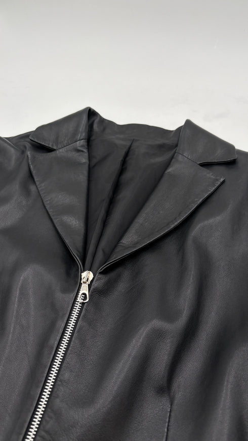 Giacca lunga in pelle vintage