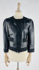 Giacca corta pelle e pizzo Dolce & Gabbana
