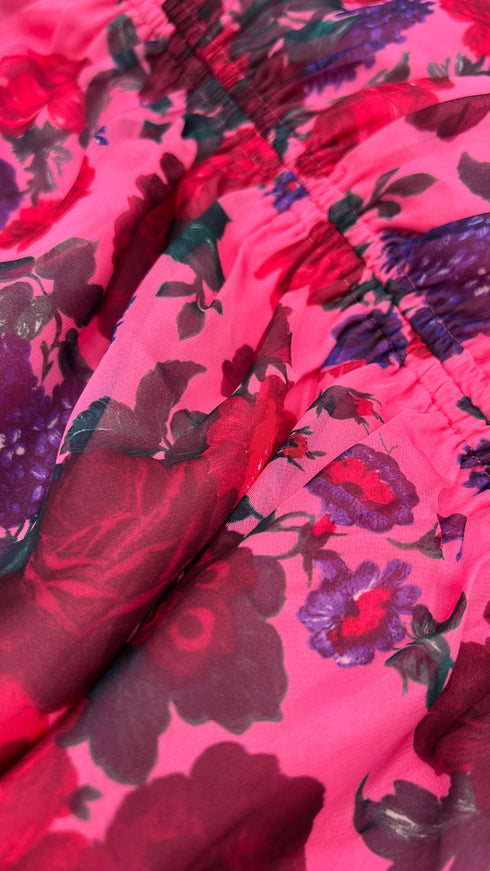 Blusa fiori drappeggiata