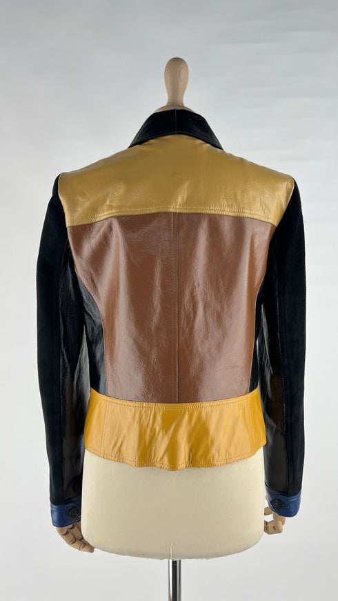 Giacca in pelle patchwork