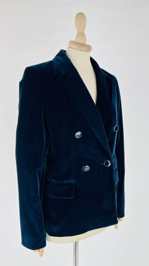 Blazer doppiopetto velluto blu