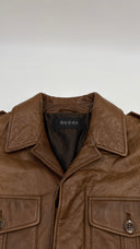 Giacca in pelle marrone GUCCI
