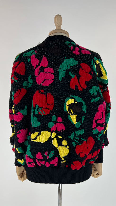 Maglione jacquard a fiori con cartellino