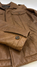 Giacca in pelle marrone GUCCI
