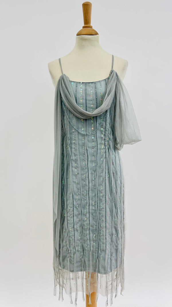 Abito midi tulle e paillettes