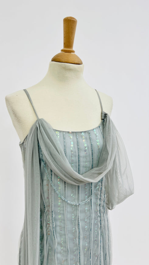 Abito midi tulle e paillettes