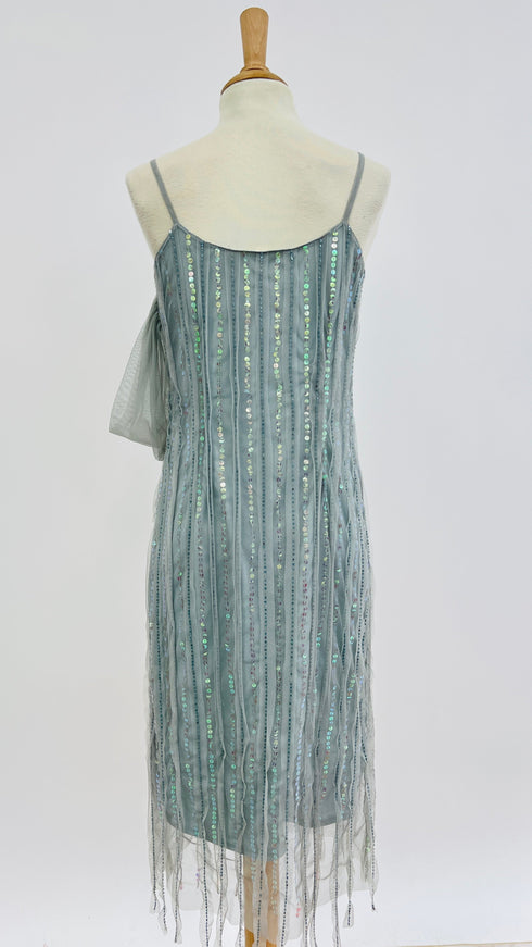 Abito midi tulle e paillettes