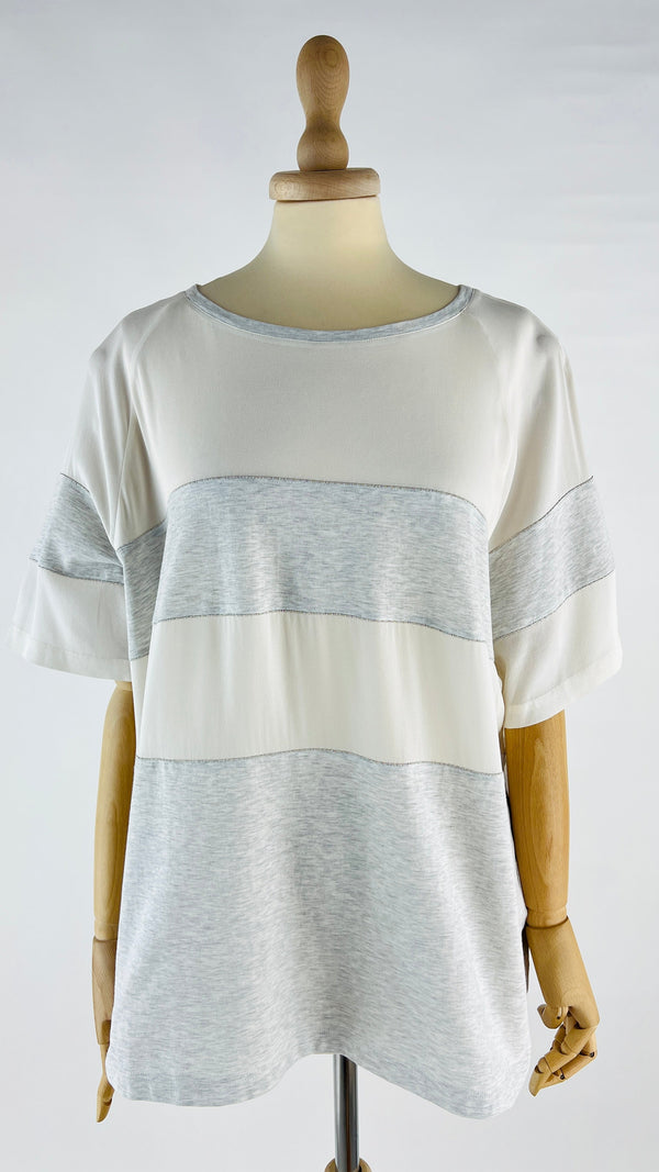 Maglia inserti seta e strass