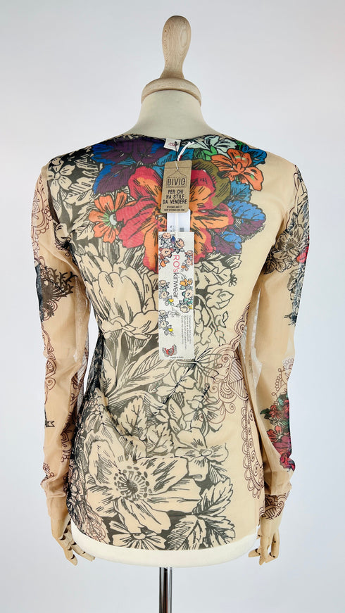 Longsleeve in tulle con cartellino