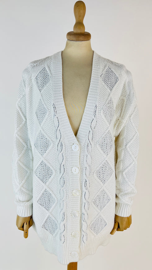 Cardigan trecce rombi con strassi