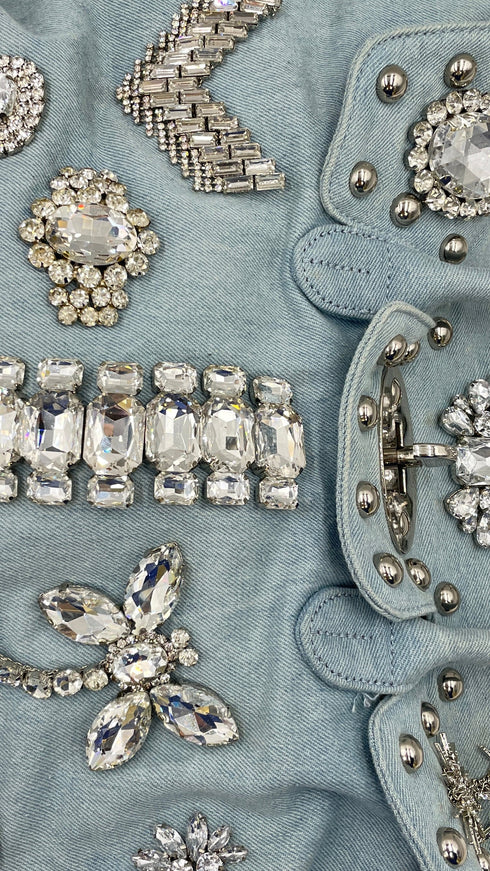 Borsa denim e strass